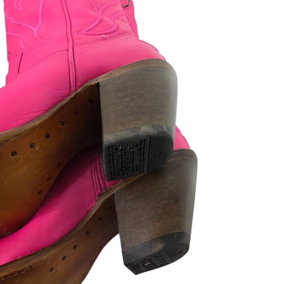 Corral Western Boots Pink Fuchsia Snip Cowboy Cowgirl Tall Leather Embroidery 8 - Picture 15 of 16